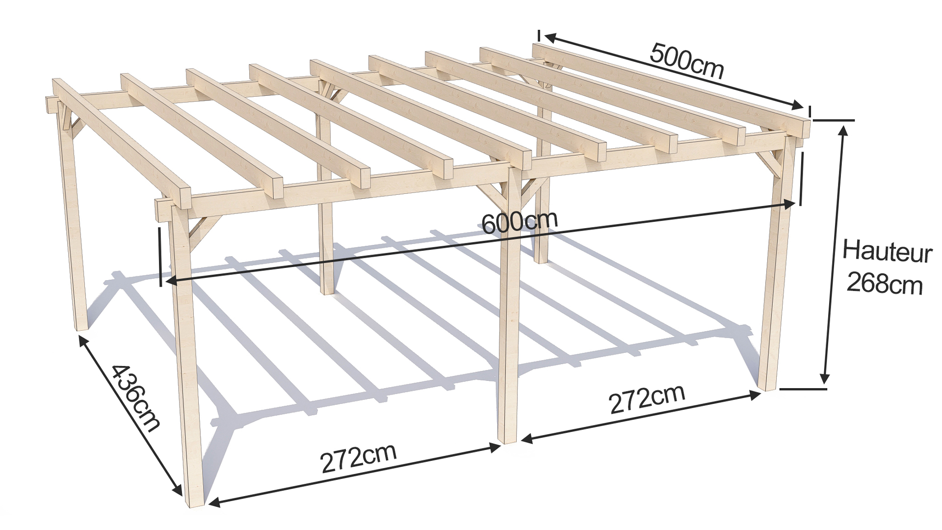 dimensions d'une pergola bois romy 6mx5m